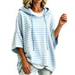 👚Women Loose Striped Hooded Pullover Casual 3/4 Sleeve Hoodie – Effortless Comfort for Everyday Style