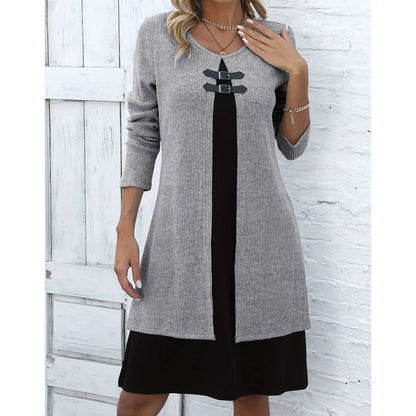 ⌛Limited-Time Offer-Women's Casual Ribbed Knit Long Sleeve Dress
