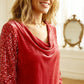Women's Elegant Draped Neck Sequin Sleeve Dress