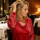 Women's Elegant Draped Neck Sequin Sleeve Dress