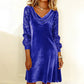 Women's Elegant Draped Neck Sequin Sleeve Dress