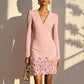 Women's Elegant V-Neck Long Sleeve Dress