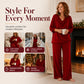 🍂 Women's Cowl Neck Top and Wide-Leg Pants Set – Effortless Elegance for Autumn