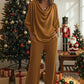 🍂 Women's Cowl Neck Top and Wide-Leg Pants Set – Effortless Elegance for Autumn