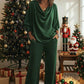 🍂 Women's Cowl Neck Top and Wide-Leg Pants Set – Effortless Elegance for Autumn