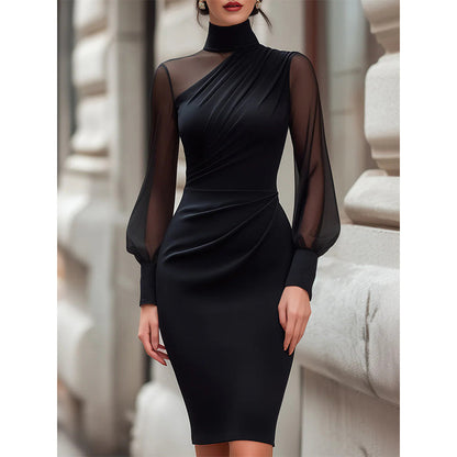 🌸Hot Sale 50% OFF💖Women's Mock Neck Mesh Bodycon Dress