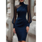 🌸Hot Sale 50% OFF💖Women's Mock Neck Mesh Bodycon Dress