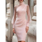 🌸Hot Sale 50% OFF💖Women's Mock Neck Mesh Bodycon Dress