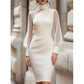 🌸Hot Sale 50% OFF💖Women's Mock Neck Mesh Bodycon Dress