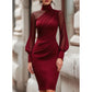 🌸Hot Sale 50% OFF💖Women's Mock Neck Mesh Bodycon Dress