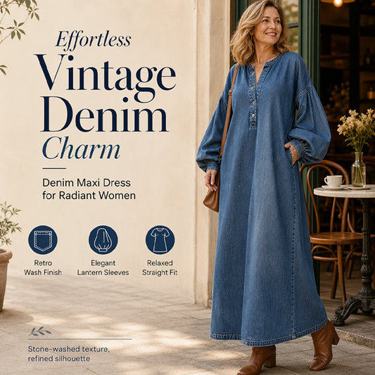 Women's Long Lantern Sleeve Maxi Denim Dress ✨𝘉𝘶𝘺 𝘢𝘯𝘺 2 𝘢𝘯𝘥 𝘨𝘦𝘵 𝘢𝘯 𝘦𝘹𝘵𝘳𝘢 8% 𝘥𝘪𝘴𝘤𝘰𝘶𝘯𝘵