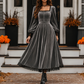 👗 Women's Vintage Square Neck Velvet Dress – Timeless Elegance Meets Luxe Comfort