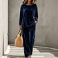 ⏰Last Day Sale 50% Off 💃 Women's Velvet Long Sleeve Top & Wide-Leg Pants Set