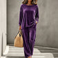 ⏰Last Day Sale 50% Off 💃 Women's Velvet Long Sleeve Top & Wide-Leg Pants Set