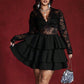 ✨Show Off Your Sexy Side-Women's Lace Patchwork V-Neck Long Sleeve Dress