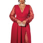 🌸 Women’s Elegant V Neck Lace Patchwork Maxi Dress – Elegant Feminine Style With Romantic Lace Details