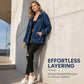 💙 Women's Casual Zip-Up Hooded Denim Jacket – Relaxed Fit & Adjustable Waist ✨