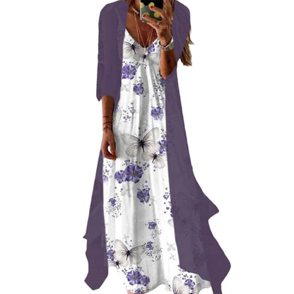 🌸 50% OFF NOW! Women’s Boho Floral Maxi Dress & Cover-Up Set