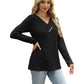 ✨ Women's Ribbed Knit V-Neck Top – Elegant Button Detail For A Chic Everyday Look🤍