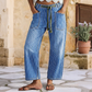 Women's Vertical Striped Stretchy Denim Pants