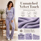 Women's Velvet Zip-Up Hoodie & Flared Pants Set