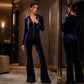 Women's Velvet Zip-Up Hoodie & Flared Pants Set