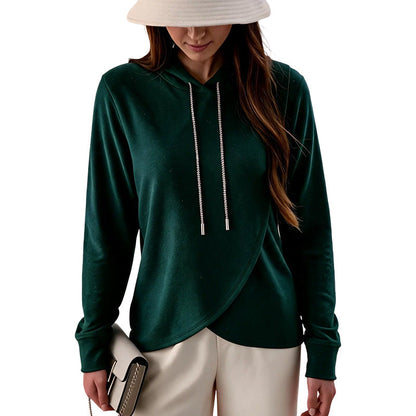 Women's Casual Irregular Hem Hooded Sweatshirt