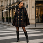Women Vintage Plaid Cape Coat