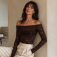 ⏰Last Day Sale 50% Off💃Women's Off-The-Shoulder Lace T-Shirt
