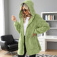 🌸 50% OFF NOW!Hooded Fluffy Fleece Cardigan, Textured Check Pattern Open Front Coat with Pockets