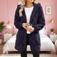 🌸 50% OFF NOW!Hooded Fluffy Fleece Cardigan, Textured Check Pattern Open Front Coat with Pockets