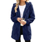 🌸 50% OFF NOW!Hooded Fluffy Fleece Cardigan, Textured Check Pattern Open Front Coat with Pockets