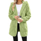 🌸 50% OFF NOW!Hooded Fluffy Fleece Cardigan, Textured Check Pattern Open Front Coat with Pockets