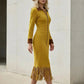 Hot Sale 50% OFF💖Women's Long Sleeve Tassel Hem Midi Dress
