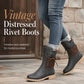 🍂 Timeless Everyday Style | Women's Distressed Lace-Up Mid-Calf Boots