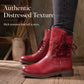 🍂 Timeless Everyday Style | Women's Distressed Lace-Up Mid-Calf Boots