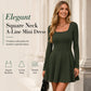 🍂 Women’s Long-Sleeve Square-Neck Mini Dress – Feminine Elegance & Effortless Autumn Style
