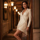 ✨ Flattering Elegance | Women's Fringe-Detail Slim-Fit Long-Sleeve Dress
