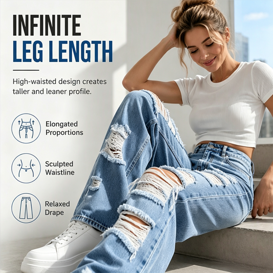 ✨ Effortless Everyday Style | Women's Distressed High-Rise Wide-Leg Jeans
