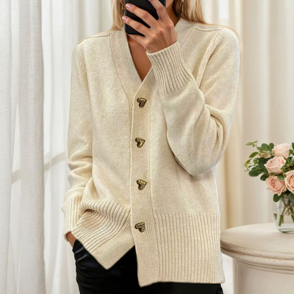 🌸 50% OFF NOW!Women's V-Neck Heart Button Knit Cardigan