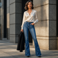 👖Women High Waisted Distressed Flare Jeans