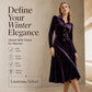 Women's Vintage Button-Front Velvet A-Line Dress