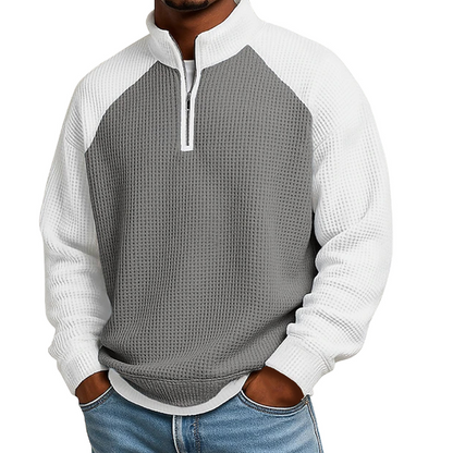✨ Easy Everyday Comfort | Men's Waffle-Knit Quarter-Zip Shirt