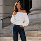 🌸 50% OFF NOW!Women's Off-Shoulder Ribbed Knit Sweater