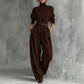 ✨ Effortless Elegance | Women's Turtleneck Top & High-Waist Pants 2-Piece Set