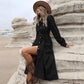 Hot Sale 50% OFF💖Women's Corduroy Midi Shirt Dress with Belt