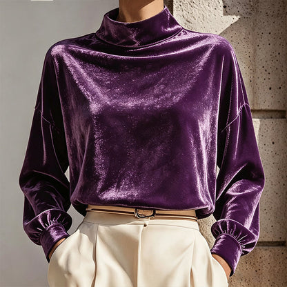 Hot Sale 50% OFF💖Women's Velvet Mock Neck Top