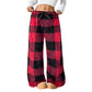 ⌛Limited-Time Offer-Women's Plush Plaid Wide-Leg Pants