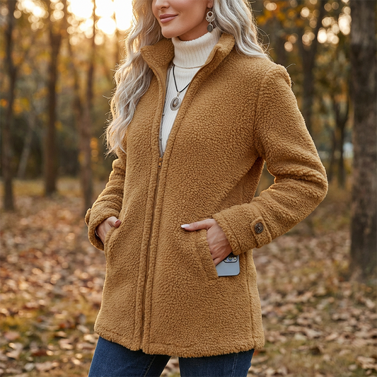 Hot Sale 50% OFF💖Women's Stand Collar Plush Jacket with Pockets