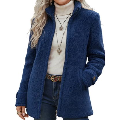 Hot Sale 50% OFF💖Women's Stand Collar Plush Jacket with Pockets